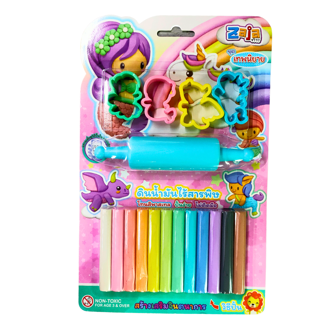 NanaBaby ดินน้ำมันเด็ก ไร้สารพิษ ดินน้ำมันเด็กๆ 12 สี พร้อมไม้รีดและที่ปั๊มตัดดินน้ำมัน