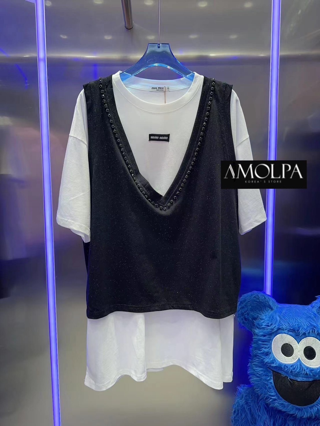 SET 2 ชิ้น เสื้อยืด+กล้ามไหมพรม MIU MIU งานน่ารักมาก ผ้า ใส่สบายสุดๆ ใส่สบาย : สินค้าคุณภาพ (พร้อมส่ง)