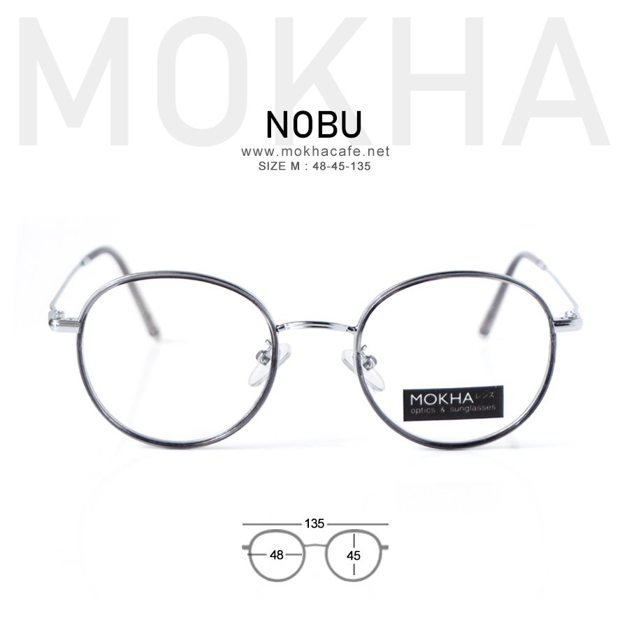 แว่นตา NOBU - grey silver กรอบแว่นทรงกลม ขาโลหะ น้ำหนักเบา กว้าง 135 มม.(sizeM) H45