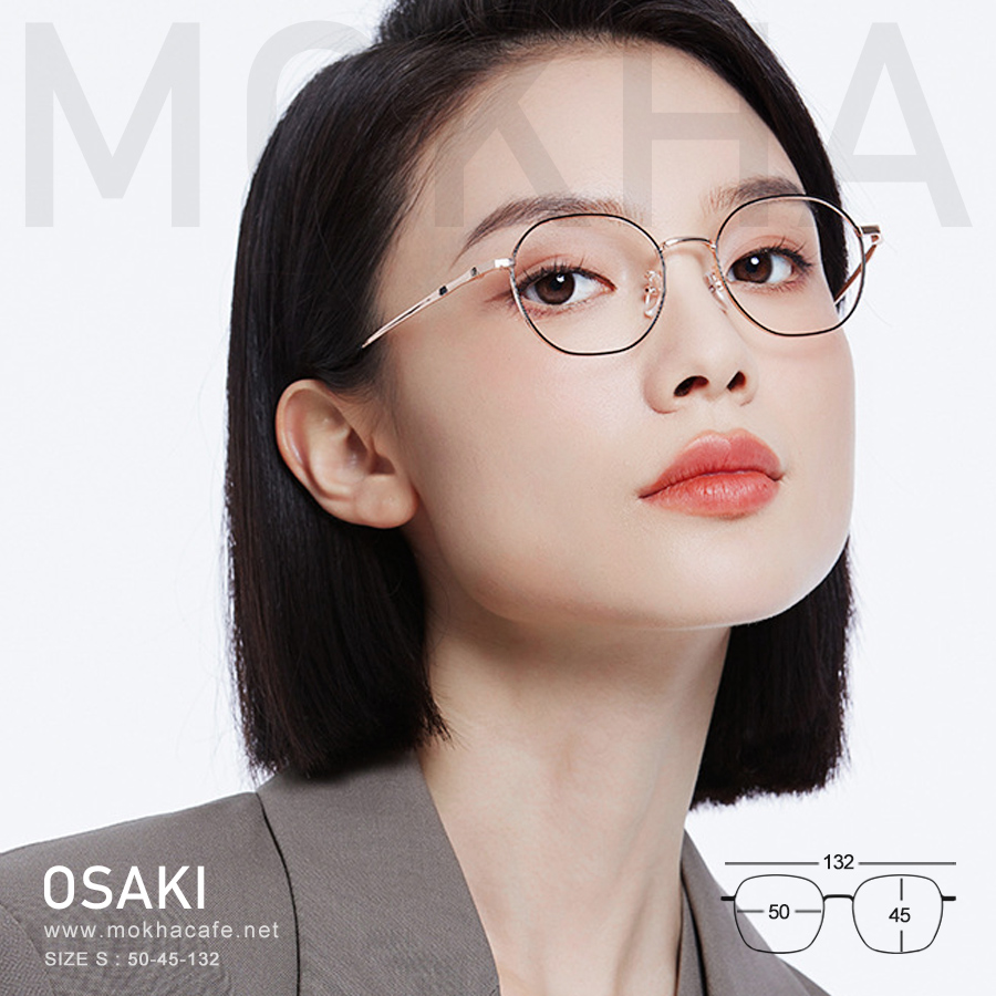 OSAKI - black แว่นตา ทรงเหลี่ยม กรอบโลหะ น้ำหนักเบา กว้าง 132 มม. (sizeS) H45