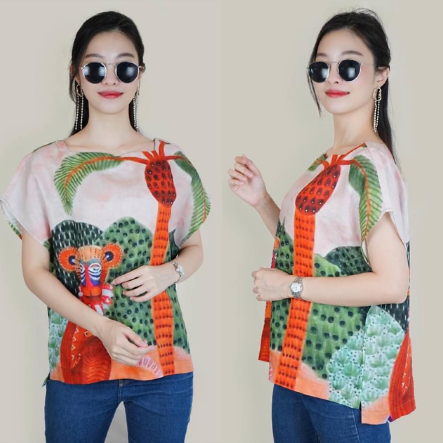 เสื้อพรีเมี่ยมลินิน รุ่น Fauna of Africa (Graphic Art Series) เสื้อแขนคอเหลี่ยม ลายสัตว์ซาฟารีมาทั้ง 3 ลายเหมือนกันทั้งหน้าหลัง แบบนี้ใส่ง่ายและ ใส่สบายเหมาะกับอากาศตอนนี้อย่างยิ่ง : สินค้าคุณภาพ (พร้อมส่ง)