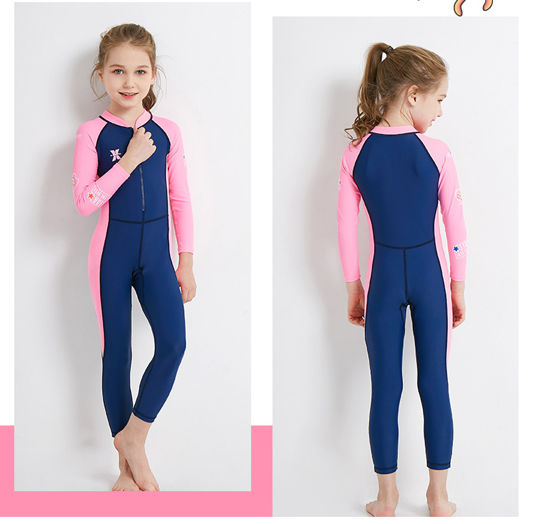 ชุดว่ายน้ำเด็กหญิง Dive & Sail จั๊มสูทแขนยาวขายาว กันรังสี UV