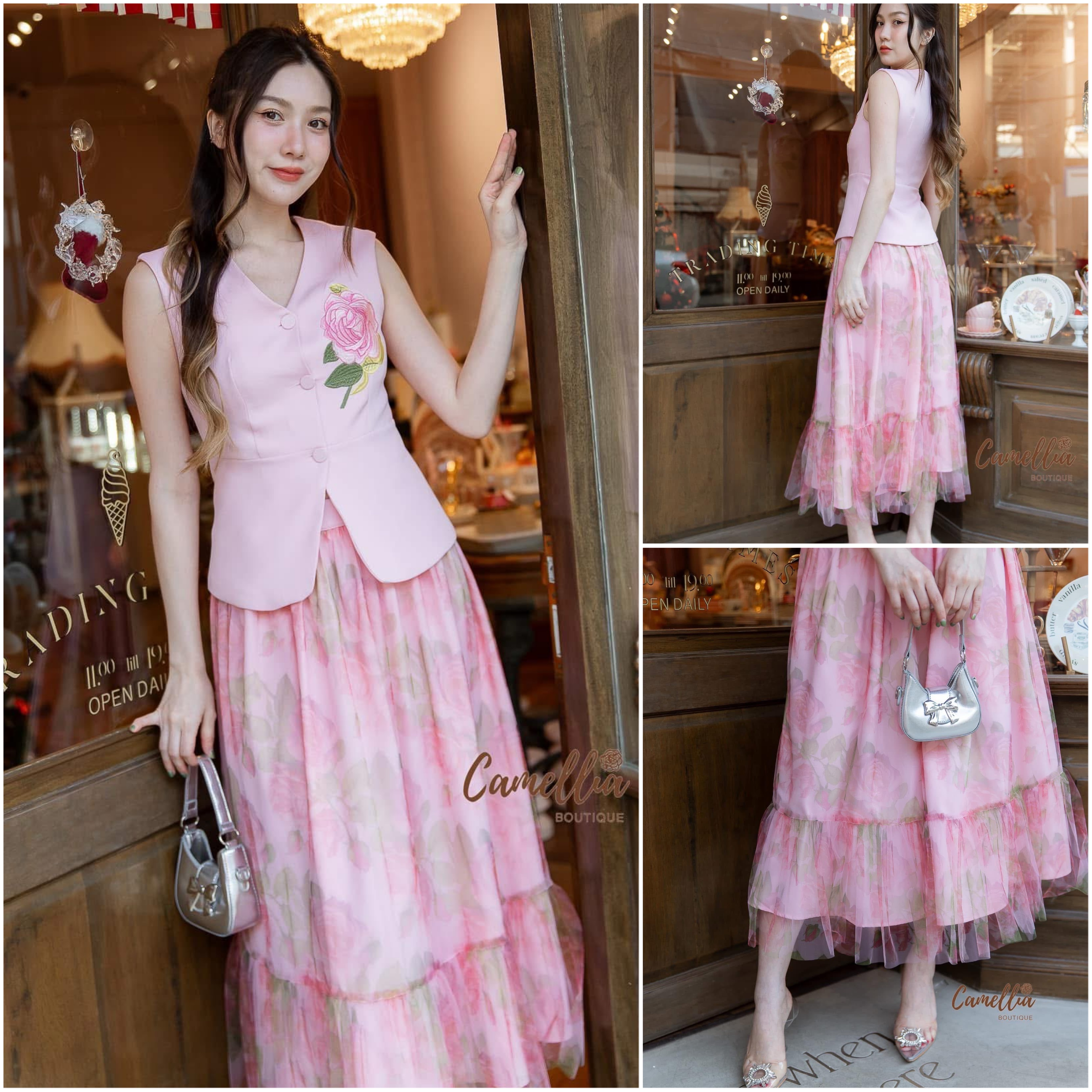 ชุดเซท 2 ชิ้น เสื้อ ปักดอกไม้ผ้าหนามากๆเนื้อผ้าดีมาก มาพร้อมกับกระโปรงยาวเนื้อดีพิมลายหน้าหลังเสื้อเข้าชุด ใส่สบาย : สินค้าคุณภาพ (พร้อมส่ง)