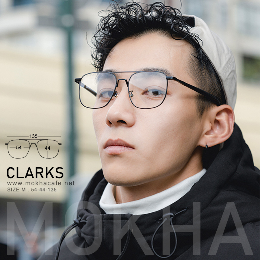 แว่นตา CLARKS -black กรอบแว่นทรงเหลี่ยม กรอบโลหะ Double Bridge กว้าง 135 มม.(sizeM) H44