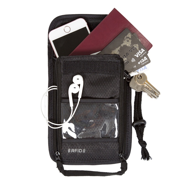 ฺBagsmart กระเป๋าใส่พาสปอร์ตแบบห้อยคอ ป้องกันการขโมยข้อมูลบัตรเครดิตด้วยคลื่น RFID มี 3 สีให้เลือก