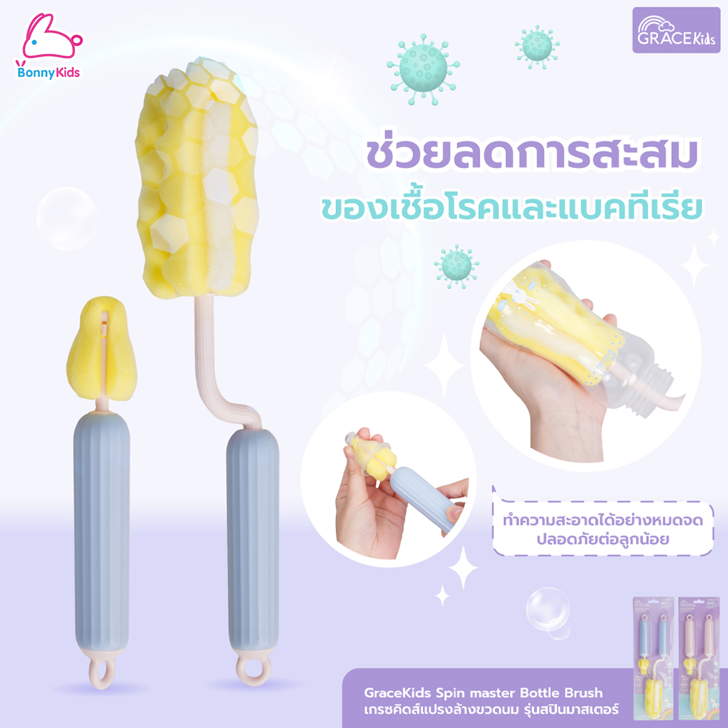 GraceKids (เกรซคิดส์) Spin Master Bottle Brush เซ็ตแปรงล้างขวดนม รุ่นสปินมาสเตอร์