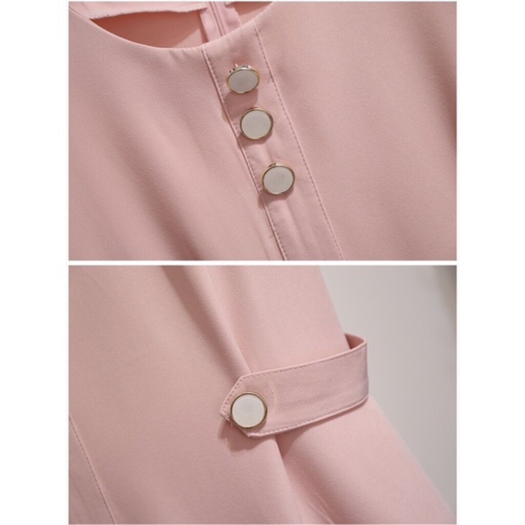 ชุดเดรสสีชมพูไซส์ใหญ่ 3XL รอบอก 46 นิ้ว เดรสคนอ้วน สาวอวบ FF0264PK