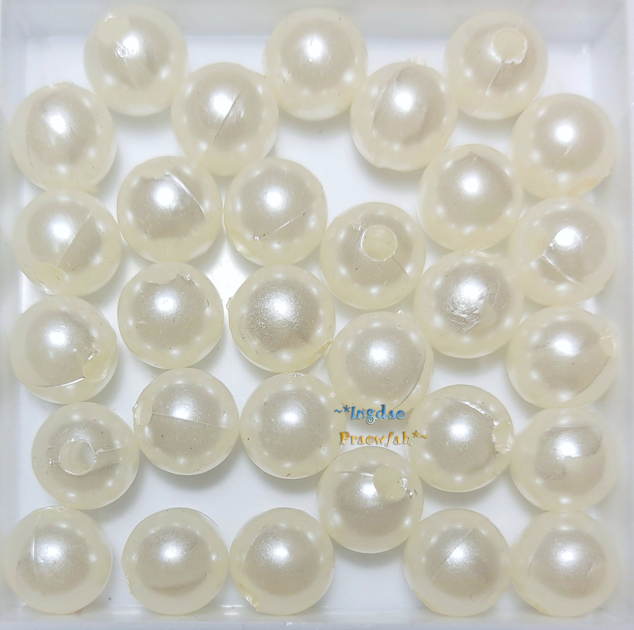 APEARL-10ow มุกอะคลีลิกทรงกลม ขนาด 10 มิล. สีขาวออฟไวท์ (20 ชิ้น)