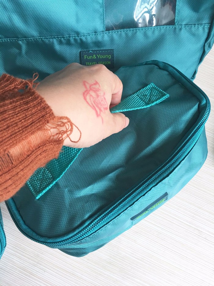 Travel Season กระเป๋าจัดระเบียบเดินทาง 7 ใบ จัดกระเป๋าเดินทาง ท่องเที่ยว ใส่เสื้อผ้า ชุดชั้นใน อุปกรณ์ห้องน้ำ กางเกงใน รองเท้า ถุงเท้า เครื่องสำอาง อุปกรณ์ไอที (Green)