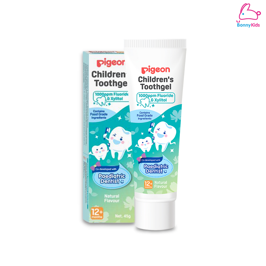 Pigeon (พีเจ้น) Children's Toothgel ยาสีฟันชนิดเจลสำหรับเด็ก ขนาด 45 กรัม (รสธรรมชาติ รสองุ่น รสสตรอว์เบอรี่)