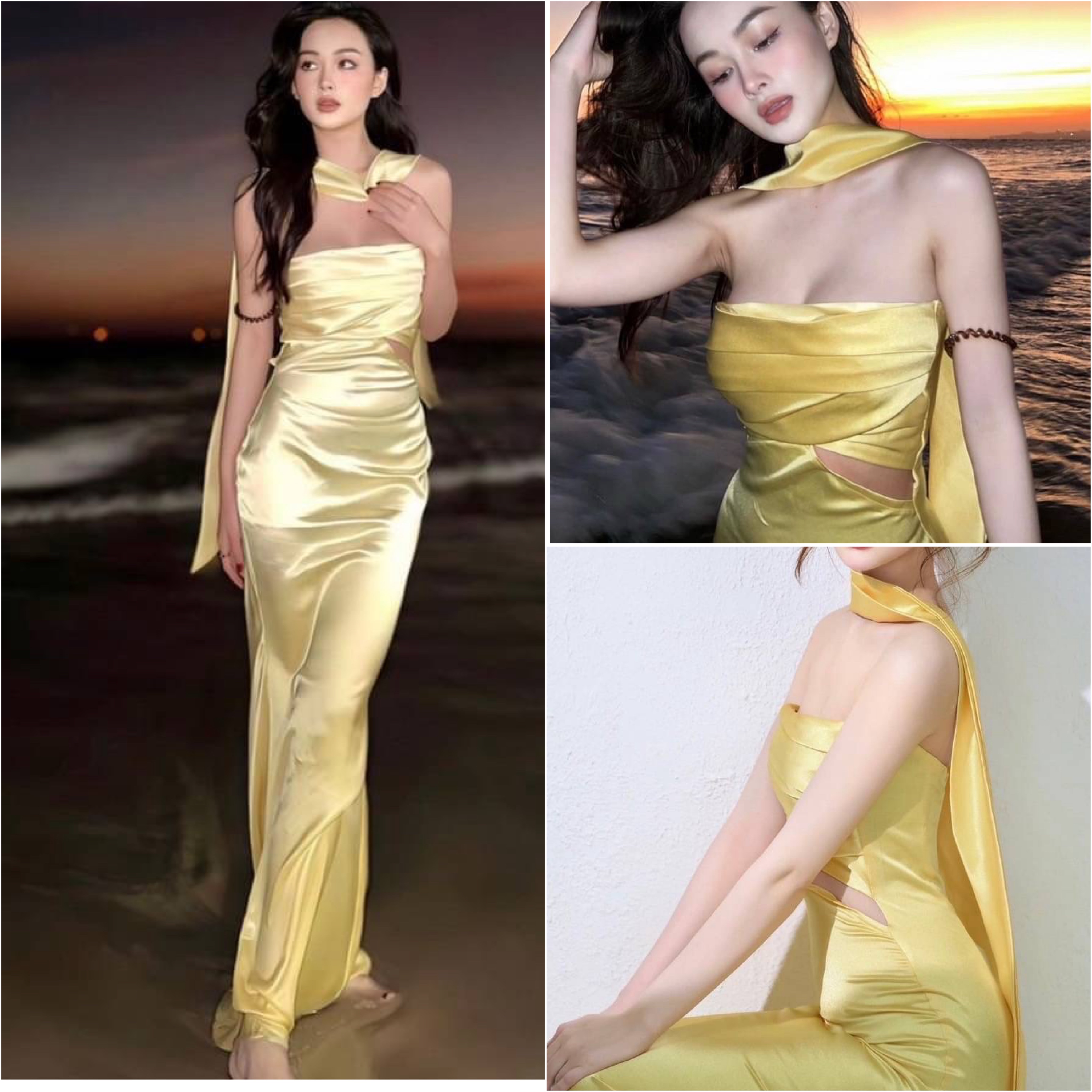 เดรสยาวแม๊กซี้เดรสเกาะอก ช่วงอก แต่งจับจีบ เว้าเอวข้างนึง ซิปหลัง มาพร้อมสาย แต่งพันรอบคอ สวยแซ๊บบ มงลงสุดดด ใส่สบาย : สินค้าคุณภาพ (พร้อมส่ง)