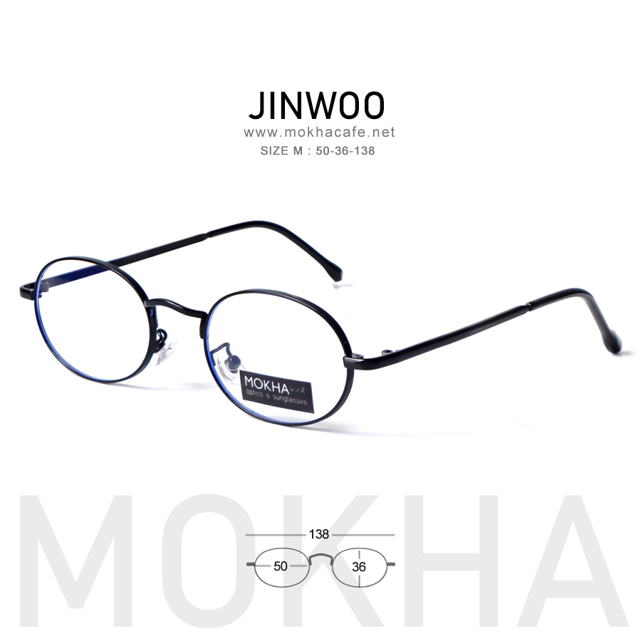 JINWOO - black กรอบโลหะ แว่นทรงกลม รีหยดน้ำ กว้าง 138 มม.(sizeM) H36 กรอบแว่น