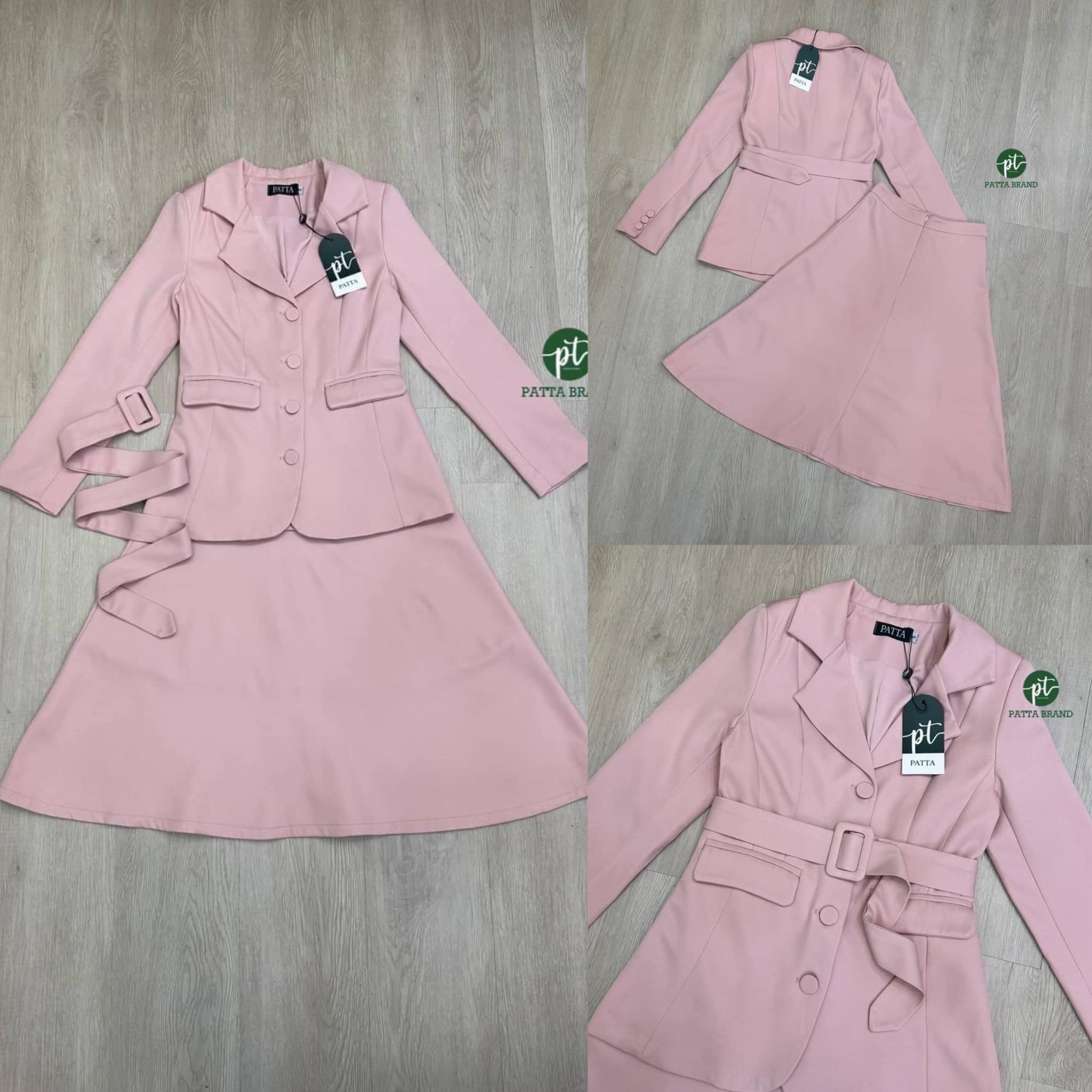 ชุดset3ชิ้น เสื้อคลุมแขนยาวคอปก มีคู่กับเข็มขัดผ้าเข้ากับชุดมาก มาพร้อม กระโปรงคุมเข่า งานซิปหลัง . สินค้าคุณภาพ (พร้อมส่ง) .