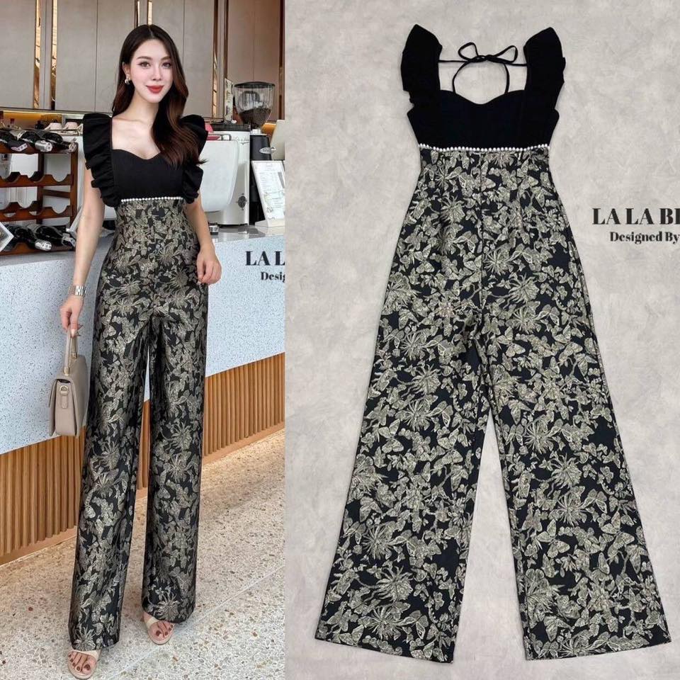 จั้มสูทผ้าทอลายผีเสื้อแขนระบายจับจีบมีสายผูกโบว์หลังอกหัวใจเสริมฟองน้ำแน่นๆช่วงอกเป็นผ้าสูทอัดกาวอย่างดีใต้อกแต่งสายมุขรอบเอวช่วงกางเกงผ้าทออย่างดีมีความวิ้งๆช่วงเอวเก็บทรงอย่างดีมีซับในอัดกาวทั้งชุด ใส่สบาย : สินค้าคุณภาพ (พร้อมส่ง)