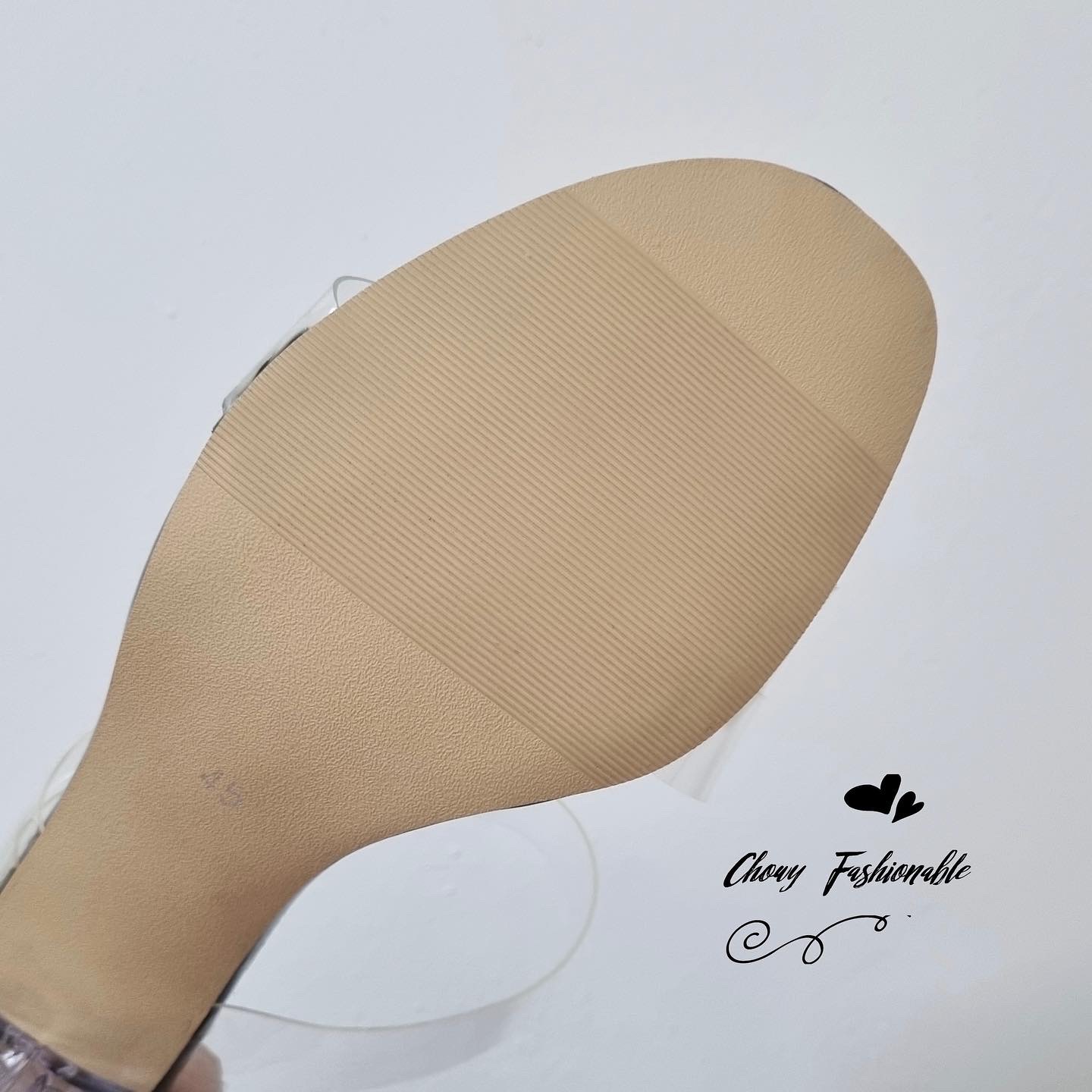 รองเท้าไซส์ใหญ่ 40 41 42 รองเท้าแตะส้นแก้วใส PUใส นิ่มมาก CHOWY KR0962BL