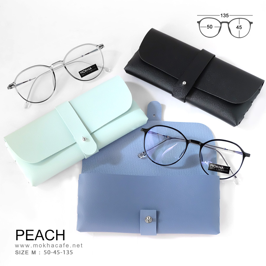 PEACH - clear grey กรอบแว่นตา ทรงกลม หยดน้ำTR90 ขาโลหะ กว้าง 135 มม.(sizeM) H45