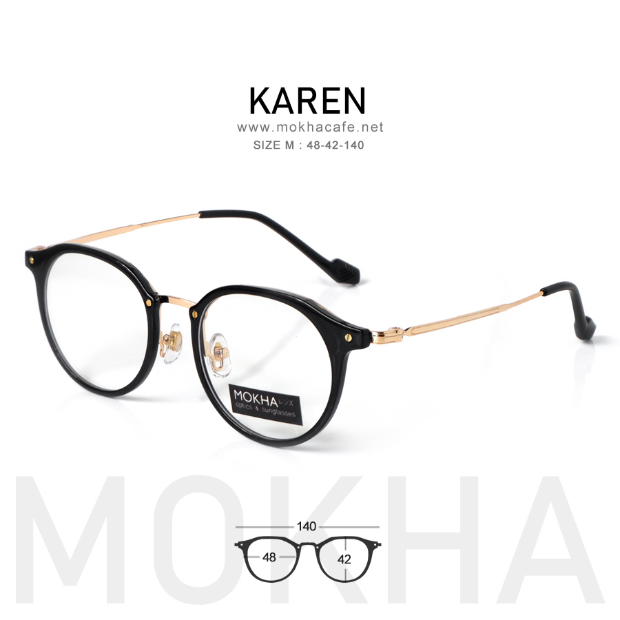 KAREN - black gold กรอบแว่น ทรงหยดน้ำ แว่นตาวินเทจ กว้าง 140 มม.(sizeM) H42