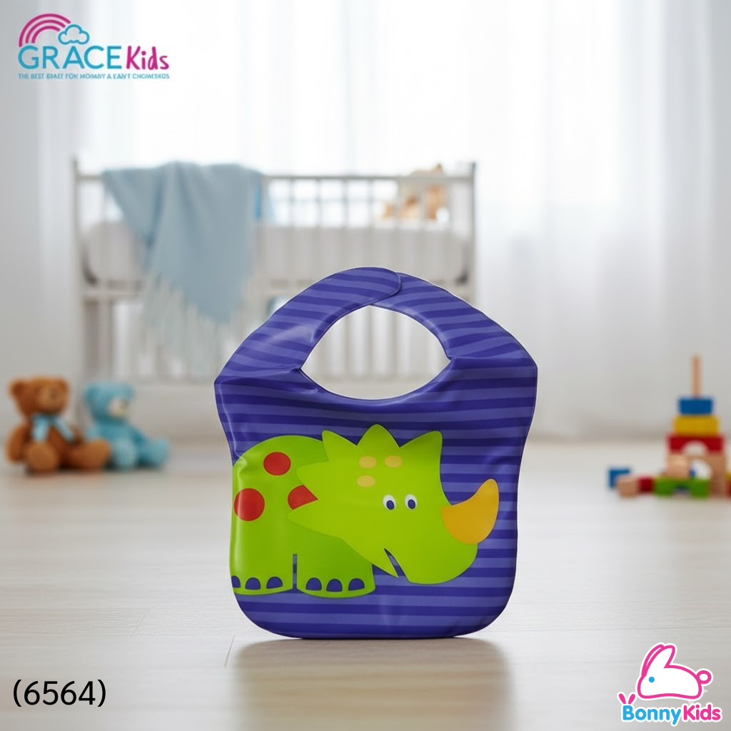 (6564) Gracekids ผ้ากันเปื้อนพลาสติก รุ่น มีที่รองอาหาร