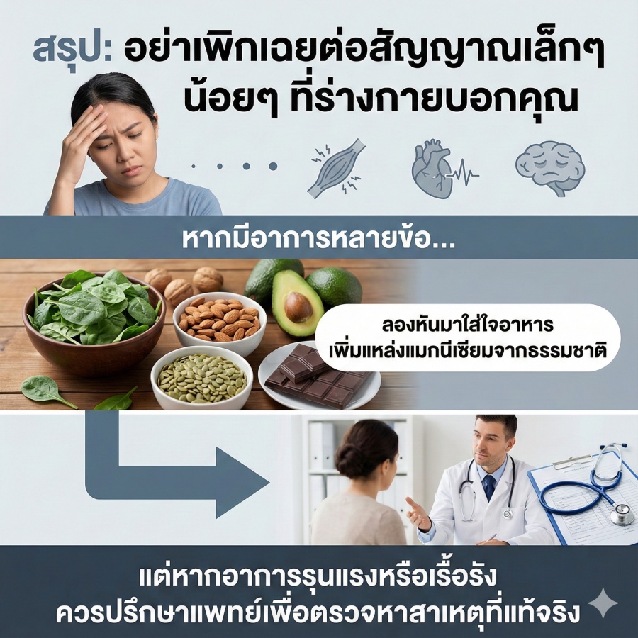 สรุปแนวทางการดูแลเมื่อร่างกายขาดแมกนีเซียม