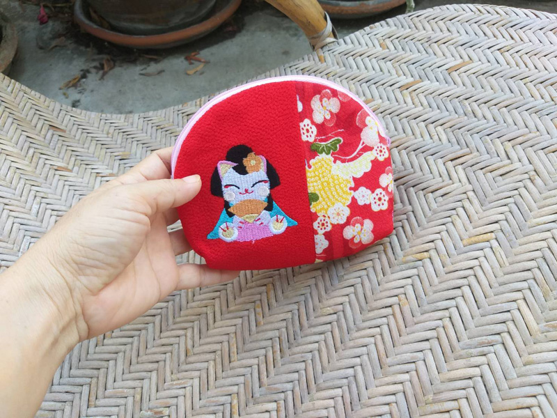 กระเป๋าสตางค์ผ้าปักลายสาวกิโมโน น่ารักมากกกก