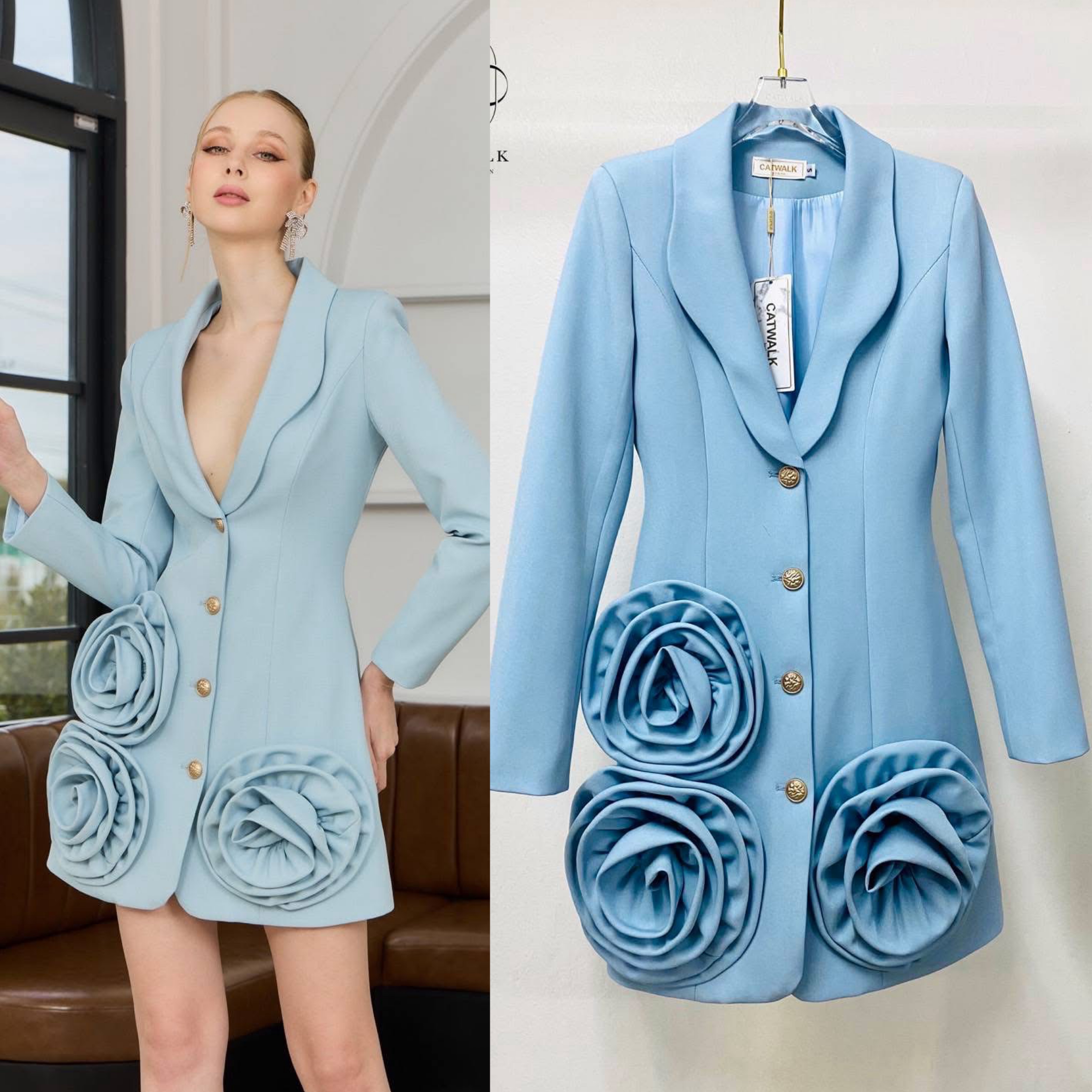 เดรสแต่งปลายดอกกุหลาบ เนื้อผ้าเกรดเอ ตัวชุดเป็นทรงเข้ารูปกระโปรงเป็นทรงเอเล็กน้อย ปกตัวชุดแต่งของเป็นโค้งสวยงาม ปลายชุดแต่งด้วยกุหลาบผ้าดอกใหญ่ดูโดดเด่นสุดๆ เพิ่มความหรูหราด้วยกระดุมสีทอง ใส่สบาย : สินค้าคุณภาพ (พร้อมส่ง)