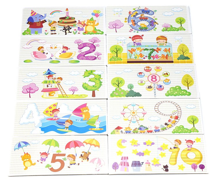 ของเล่นชุดการ์ดสอนนับเลขไม้สวนสัตว์ Map-reading Digital Card