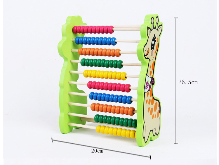ของเล่นไม้ ลูกคิด ฝึกนับเลข คำนวณเลข ลายยีราฟ Deer Count Rack