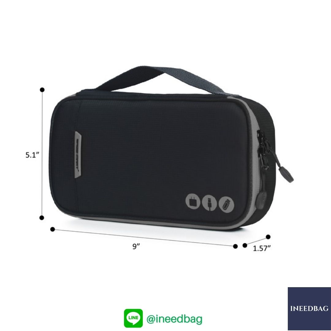 ฺBagsmart กระเป๋าจัดระเบียบอิเล็กทรอนิกส์ กระเป๋าใส่สายชาร์จ กระเป๋าใส่ฮาร์ดดิสก์ กระเป๋าใส่อุปกรณ์ไอที มีสองชั้น ช่องเยอะพิเศษ มีหูหิ้วพกพาสะดวก (ดำ-เทา)