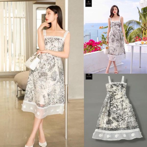 เดรสเสื้อสายเดี่ยวกระโปรงบานทรงเอ คัตติ้งประณีต สินค้าคุณภาพ (พร้อมส่ง)