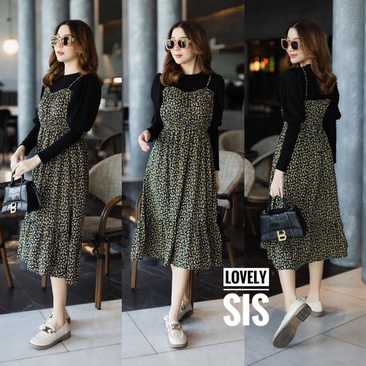 เดรสลายดอกทรงเอี้ยมเย็บติดเสื้อ ยืดแขนยาวด้านบน ตัวเสื้อแต่งจีบ ยกไหล่เกร๋ๆ เอวสม็อคยางยืดเข้า ทรงมีสายผูก ตัวกระโปรงมีซับใน ผ้าสวยอย่างดี ใส่สบาย สินค้าคุณภาพ (พร้อมส่ง)