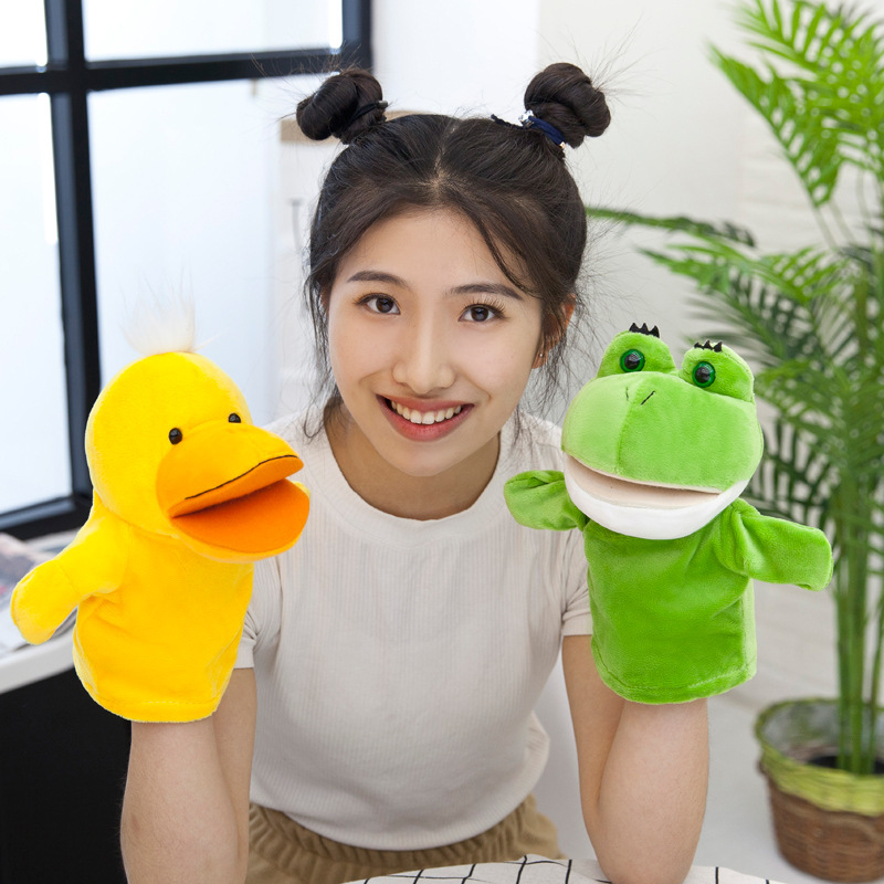 ตุ๊กตาหุ่นมือสัตว์หัวใหญ่ ขนนุ่มนิ่ม สวมขยับปากได้ น่ารักๆ เพียบ