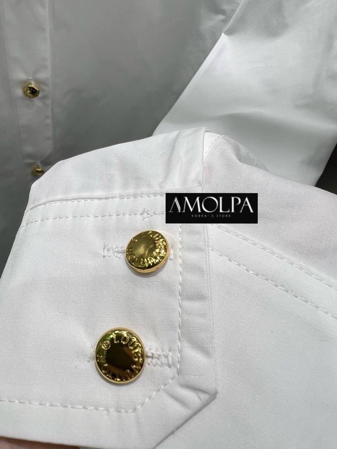 เชิ้ต LV งาน hiend ( ช่วงคอมี เข็มขัดหนังMonogram ถอดเข้า-ออก ได้ ) สวยหรู ดูแพง ใส่ออกงาน ใส่สบาย : สินค้าคุณภาพ (พร้อมส่ง)