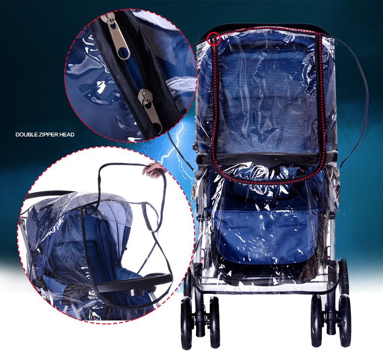 ผ้าคลุมรถเข็นเด็ก ที่คลุมรถเข็นเด็ก กันน้ำ กันฝน กันลมหนาว NanaBaby อย่างดี มีซิปเปิดด้านหน้าและเทปตีนตุ๊กแกด้านหลัง