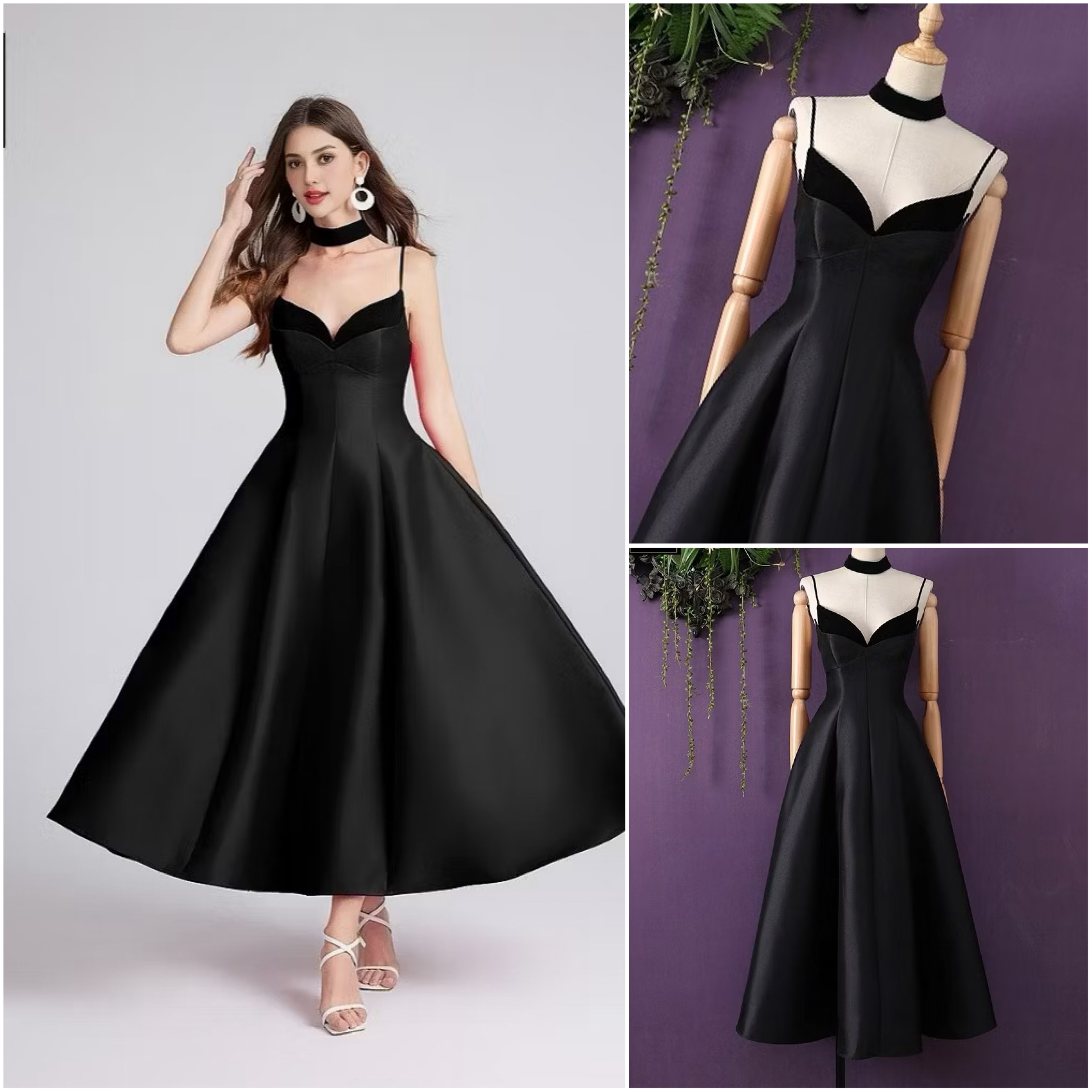 เดรสเสื้อสายเดี่ยว ดีเทลหน้าอกโค้ง ซ้อน2เลเยอร์ กระโปรงบานทรงวงกลม ทำจากผ้าไหมดัตเชสเนื้อดี ผ้ามีน้ำหนัก มีซิปซ่อนและซับในอย่างดี แพตเทิร์นเก็บทรงสวย คัตติ้งประณีตมากค่ะ ใส่สบาย : สินค้าคุณภาพ (พร้อมส่ง)