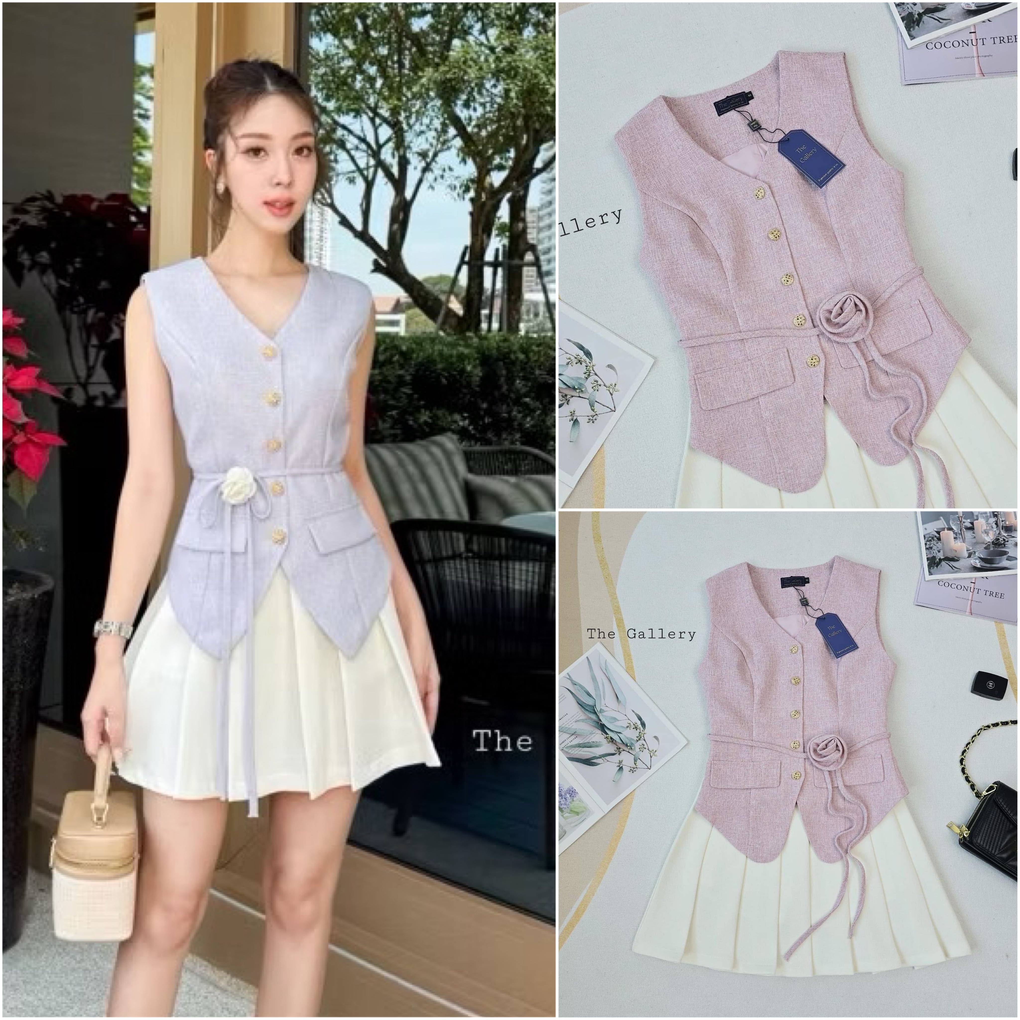 ชุดset3ชิ้น พร้อมเข็มขัดดอกไม้ใส่ได้2แบบเลย เสื้อและกระโปรงจะมีซับด้านในเป็นกางเกงค่ะ ใส่สบาย : สินค้าคุณภาพ (พร้อมส่ง)