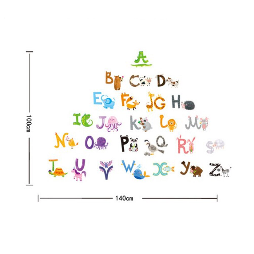 สติกเกอร์ติดผนัง ABC สติ๊กเกอร์ตกแต่ง DIY สติกเกอร์ A-Z เพื่อนสัตว์ ขนาดใหญ่ ลอกออกแล้วติดซ้ำได้