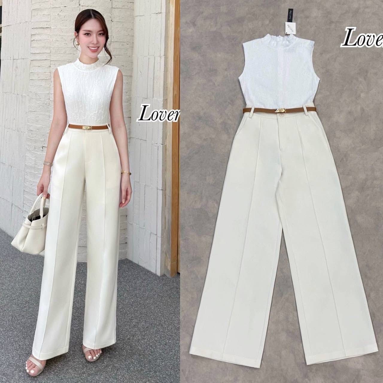 Set.3ชิ้น เอวี่เดย์ลุค ใส่ง่ายใส่สวย ใส่ได้บ่อยค้า ได้เข็มขัดด้วยนะคะ เสื้อยืดทรงแขนกุด งานซิบหลัง เนื้อผ้าคัตตอลทอลายลูกไม้ ผ้ามีความนุ่มยืด ใส่สบายไม่รัดอึดอัดค่ะ มีซับใน มาพร้อมกางเกงเอวสูง ใส่สบาย : สินค้าคุณภาพ (พร้อมส่ง)
