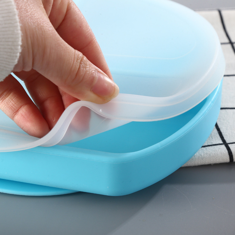 NanaBaby จานก้นดูดซิลิโคน จานหลุมเด็กซิลิโคน จานดูดเด็ก 3 ช่อง มีฝาปิด+หลอดดูด BPA-Free