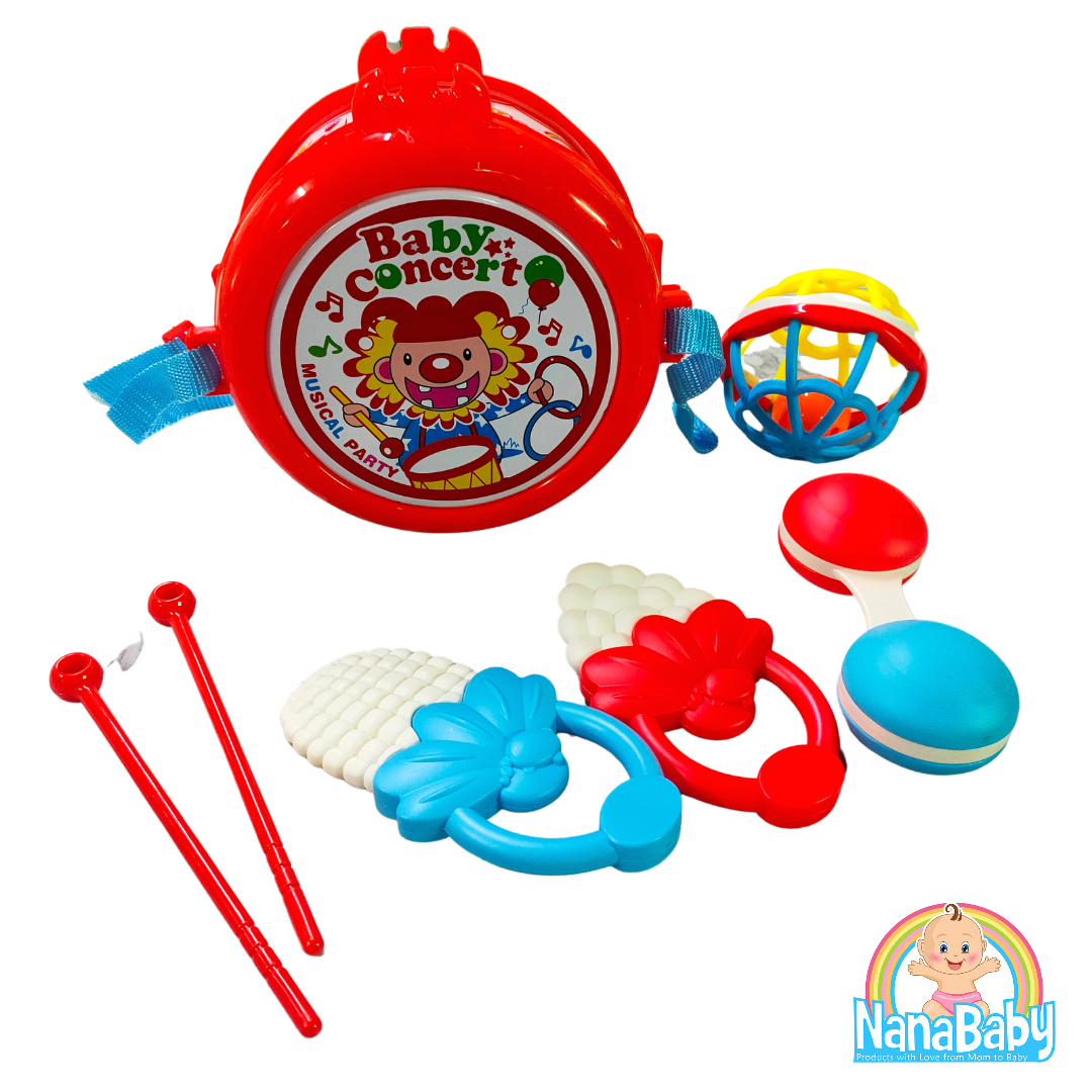 ของเล่นเสริมพัฒนาการ Baby Music Toys ของเล่นเด็กเล็ก กลอง ยางกัด กระพรวน บอลยางดนตรี