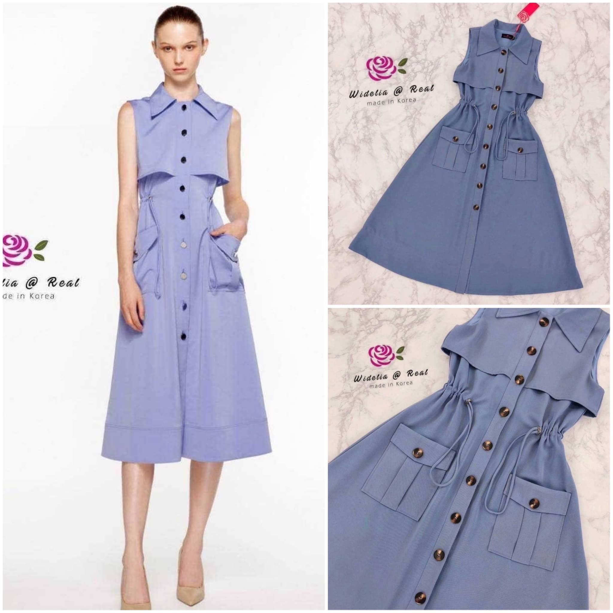 เดรสแขนกุดยาวตัวสวยทรงเก๋ ใส่สบาย สินค้าคุณภาพ (พร้อมส่ง)