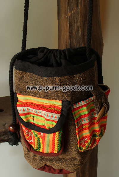 กระเป๋าใส่ขวดน้ำ ผ้าชาวเขา (งานผ้าชาวเขา Upcycled)
