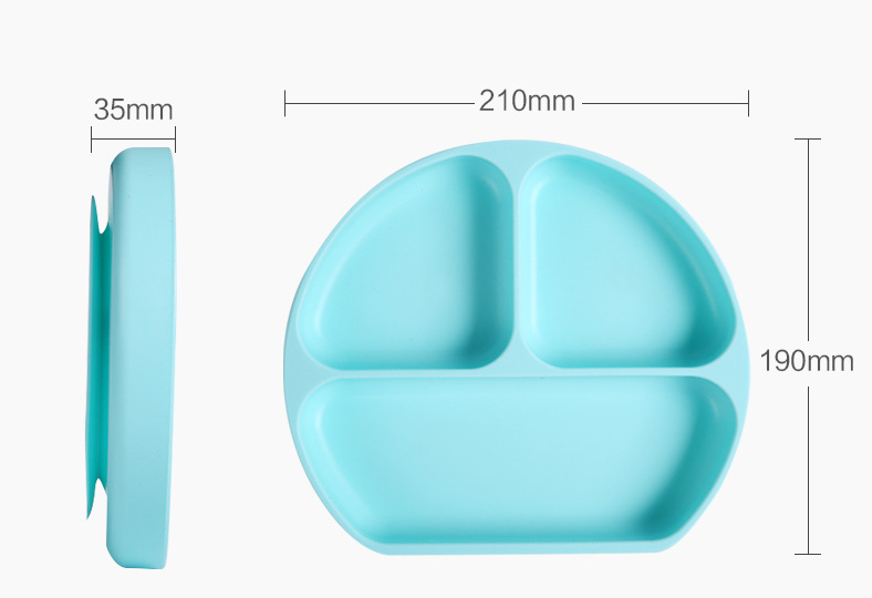 NanaBaby จานก้นดูดซิลิโคน จานหลุมเด็กซิลิโคน จานดูดเด็ก 3 ช่อง มีฝาปิด+หลอดดูด BPA-Free