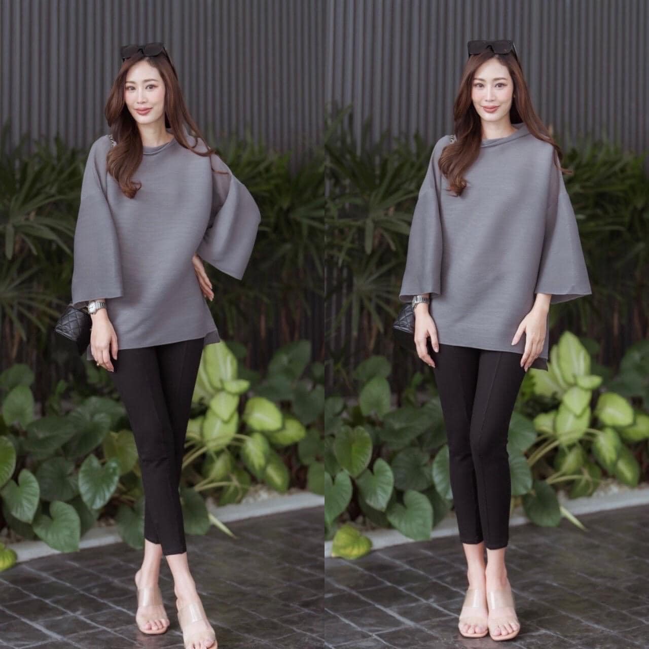 เสื้ออัดพลีทนำเข้า ดีไซน์เก๋ 🪄🪄 ช่วงบนโดดเด่น ออกแบบเป็นแขนกระดิ่ง 🔔 ทรงคอปีนหลวมๆ ใส่หลวมๆ สบายตัวสุดๆ : สินค้าคุณภาพ (พร้อมส่ง)
