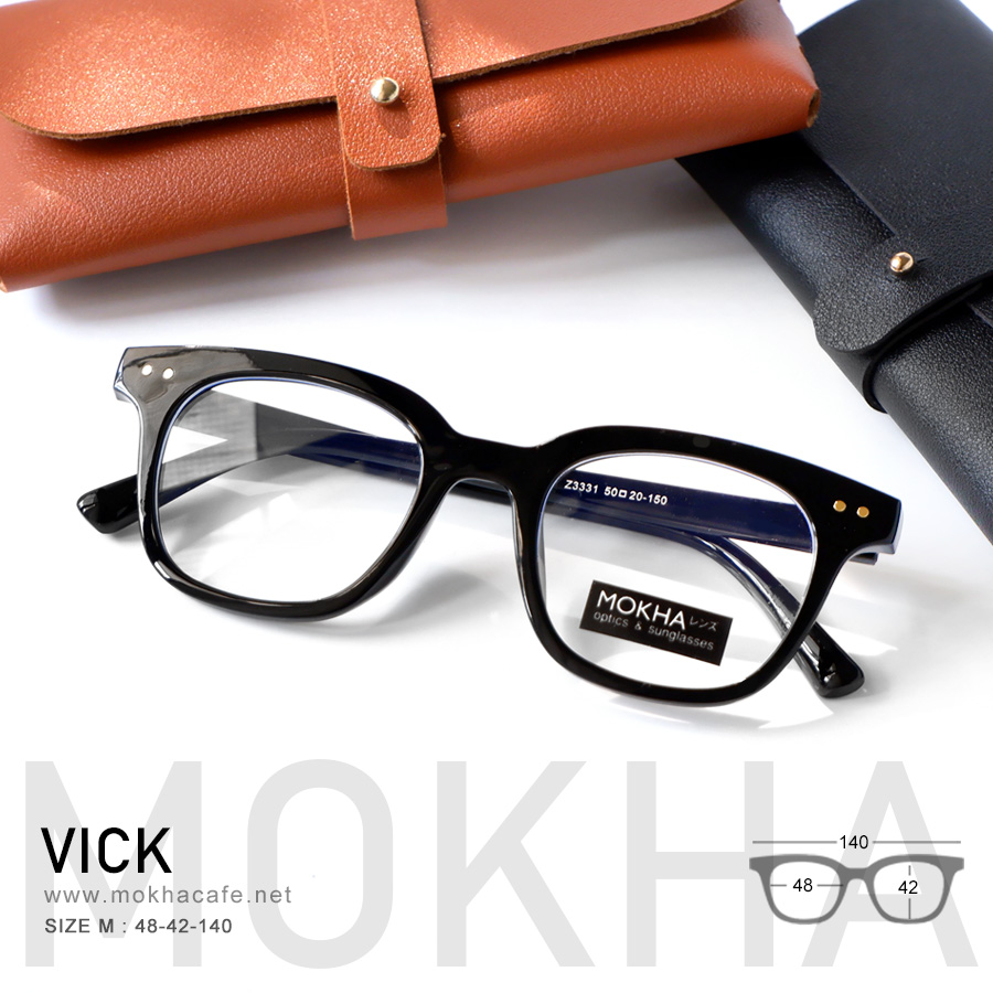 VICK - black แว่นตาทรงเหลี่ยม กรอบหนา กว้าง 140 มม.(sizeM) H42