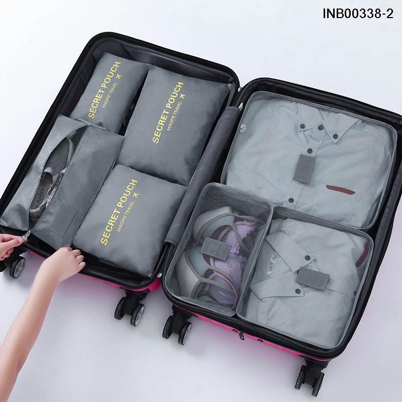 Travel Season กระเป๋าจัดระเบียบเดินทาง 7 ชิ้น จัดกระเป๋าเดินทาง ท่องเที่ยว ใส่เสื้อผ้า ชุดชั้นใน รองเท้า พกพาสะดวก มีให้เลือก 14 สี/ลาย