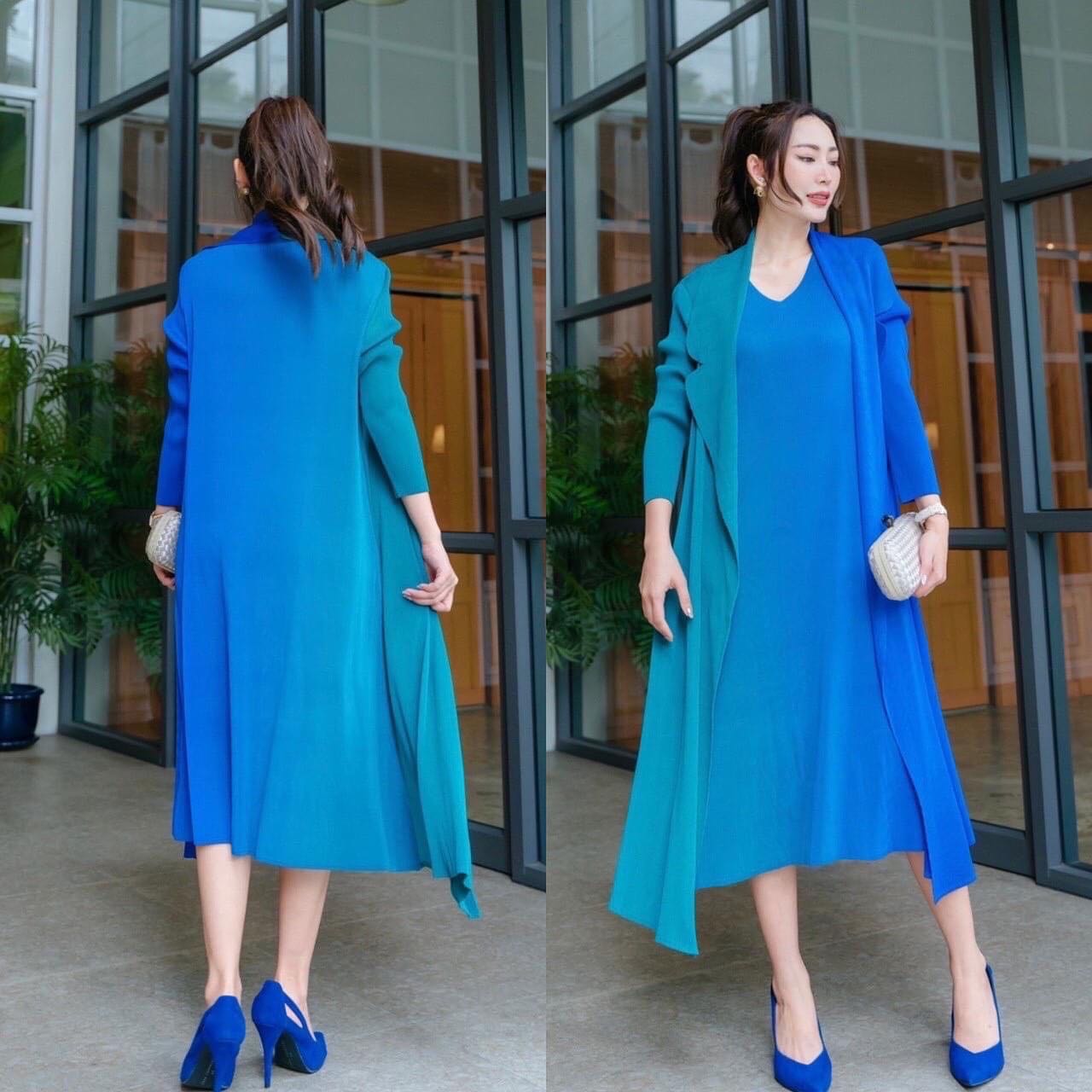 เดรสพลีทตัวยาว อัดพลีท 100% เนื้อเดียวกับงาน Brand งานเกาหลีแท้ 🇰🇷 ละเอียดสวยงาม High Quality ✔️ สินค้าคุณภาพ (พร้อมส่ง)