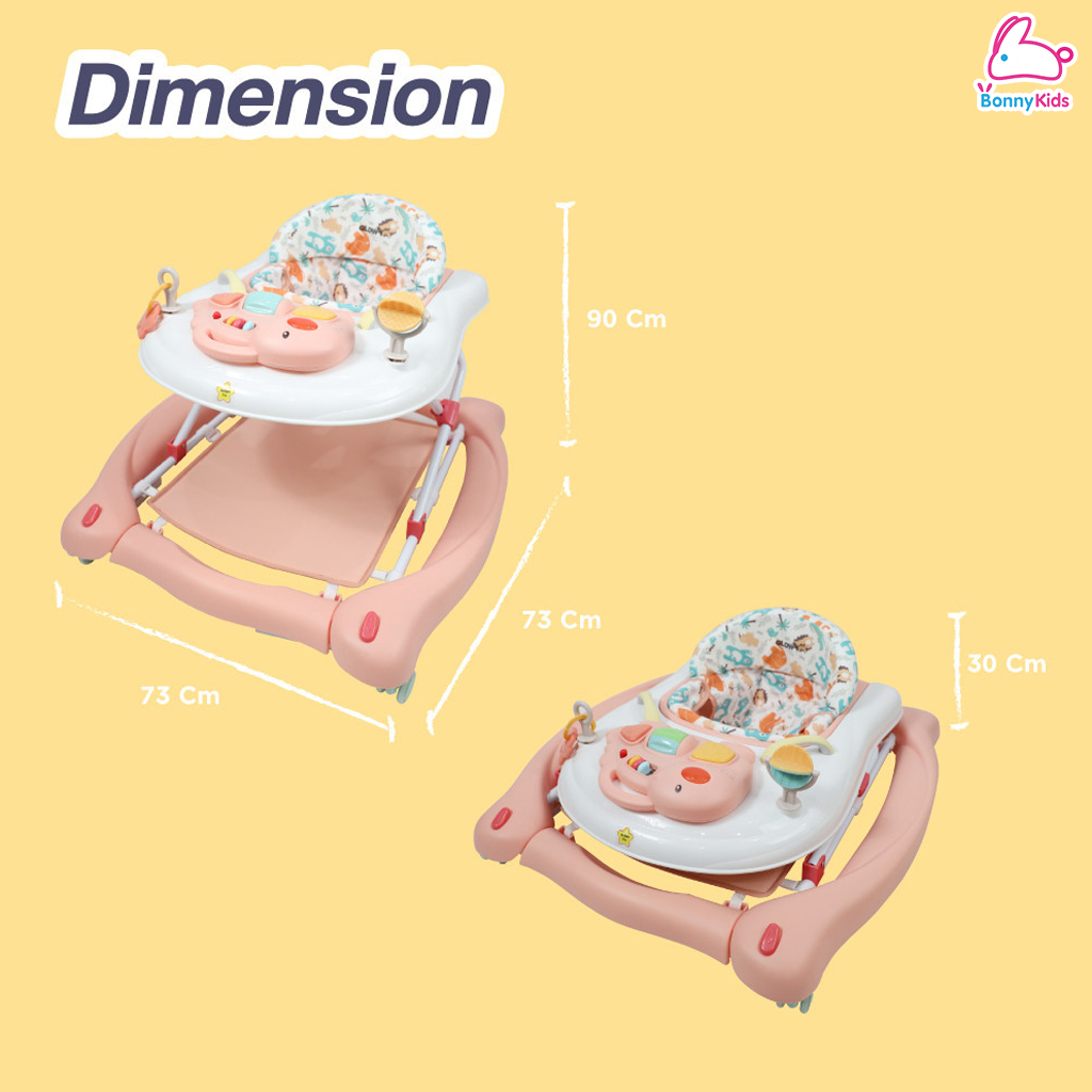 GLOWY (โกลวี่) Baby Walker รุ่น Aston Walk รถหัดเดินสำหรับเด็ก ปรับโยกได้ มีเสียงเพลง และเป็นโต๊ะทานข้าวได้