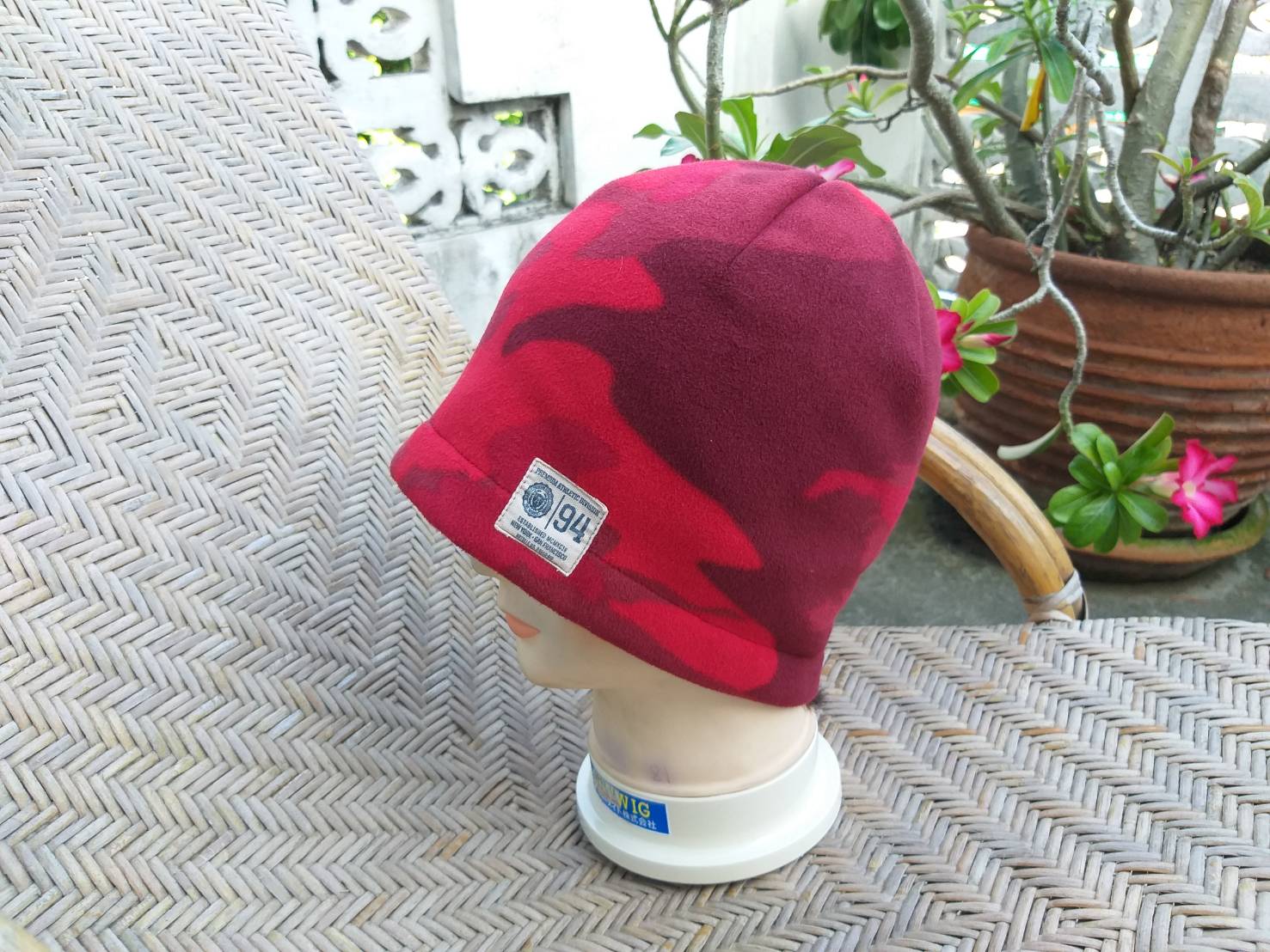 หมวกผ้าฟลีซหนานุ่ม OLD NAVY ลายพรางแดง สวยสุด