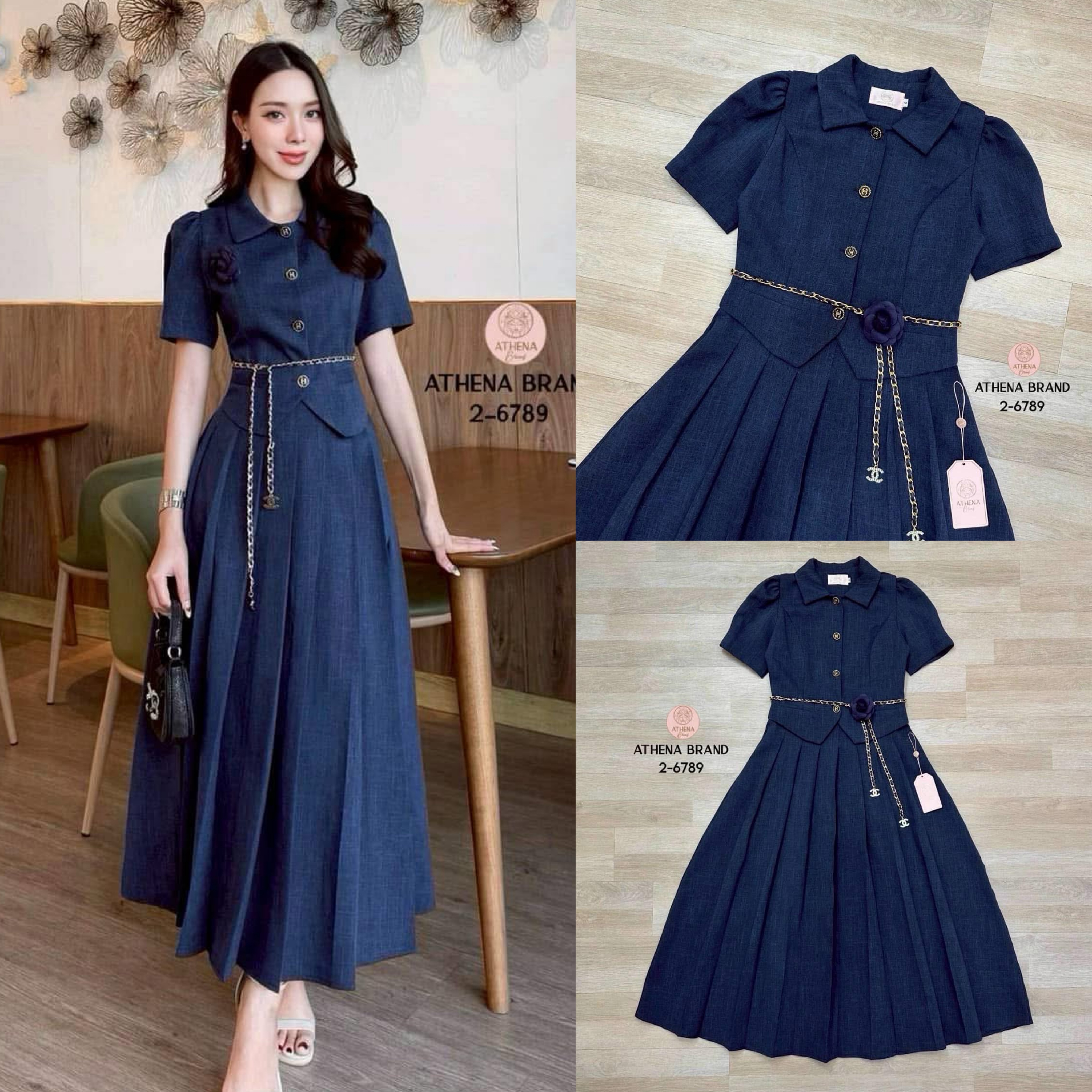 Set 4 ชิ้น เสื้อ+กระโปรง+เข็มขัด+เข็มกลัด ใส่สบาย : สินค้าคุณภาพ (พร้อมส่ง)