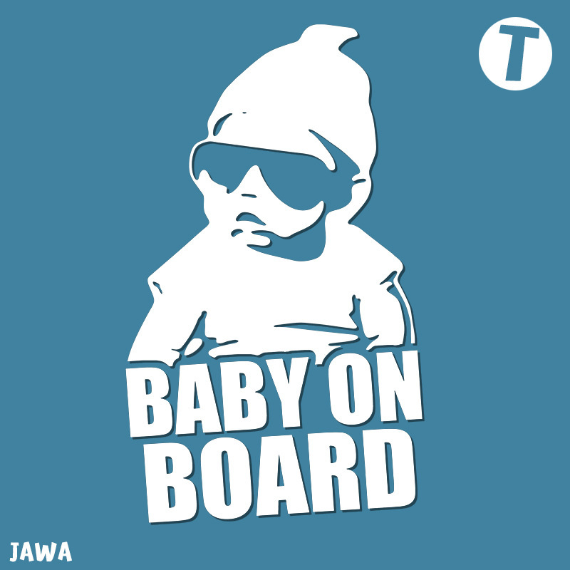 สติ๊กเกอร์ Baby in Car น่ารักสดใสสไตล์เกาหลี ติดกระจกรถยนต์ที่มีเด็ก สีขาว